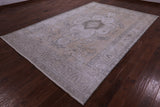 Ivory Persian Vintage White Wash Hand Knotted Wool Rug - 7' 11" X 11' 6" - Golden Nile