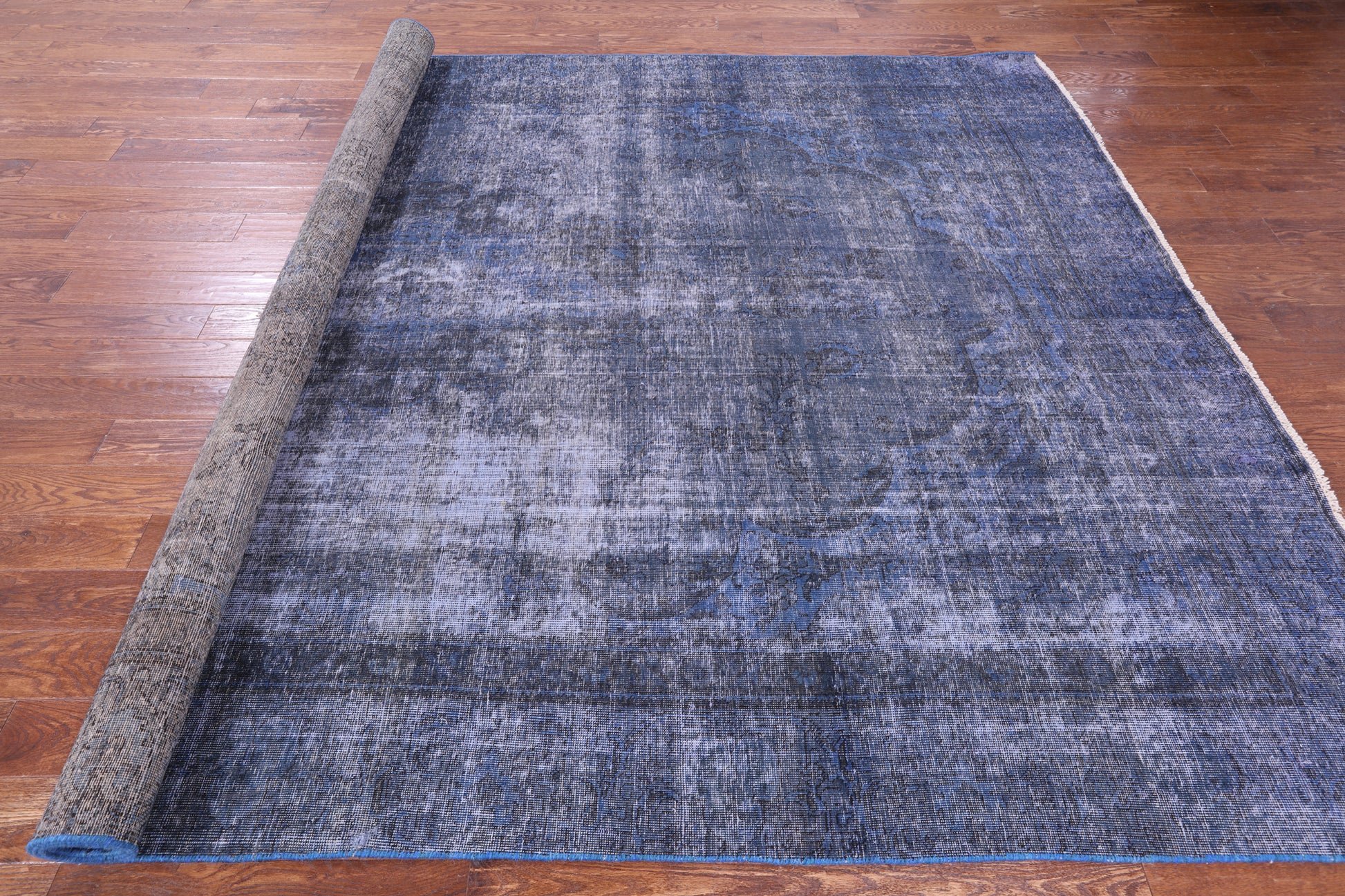 Blue Persian Overdyed Hand Knotted Wool Rug - 8' 6" X 12' 10" - Golden Nile