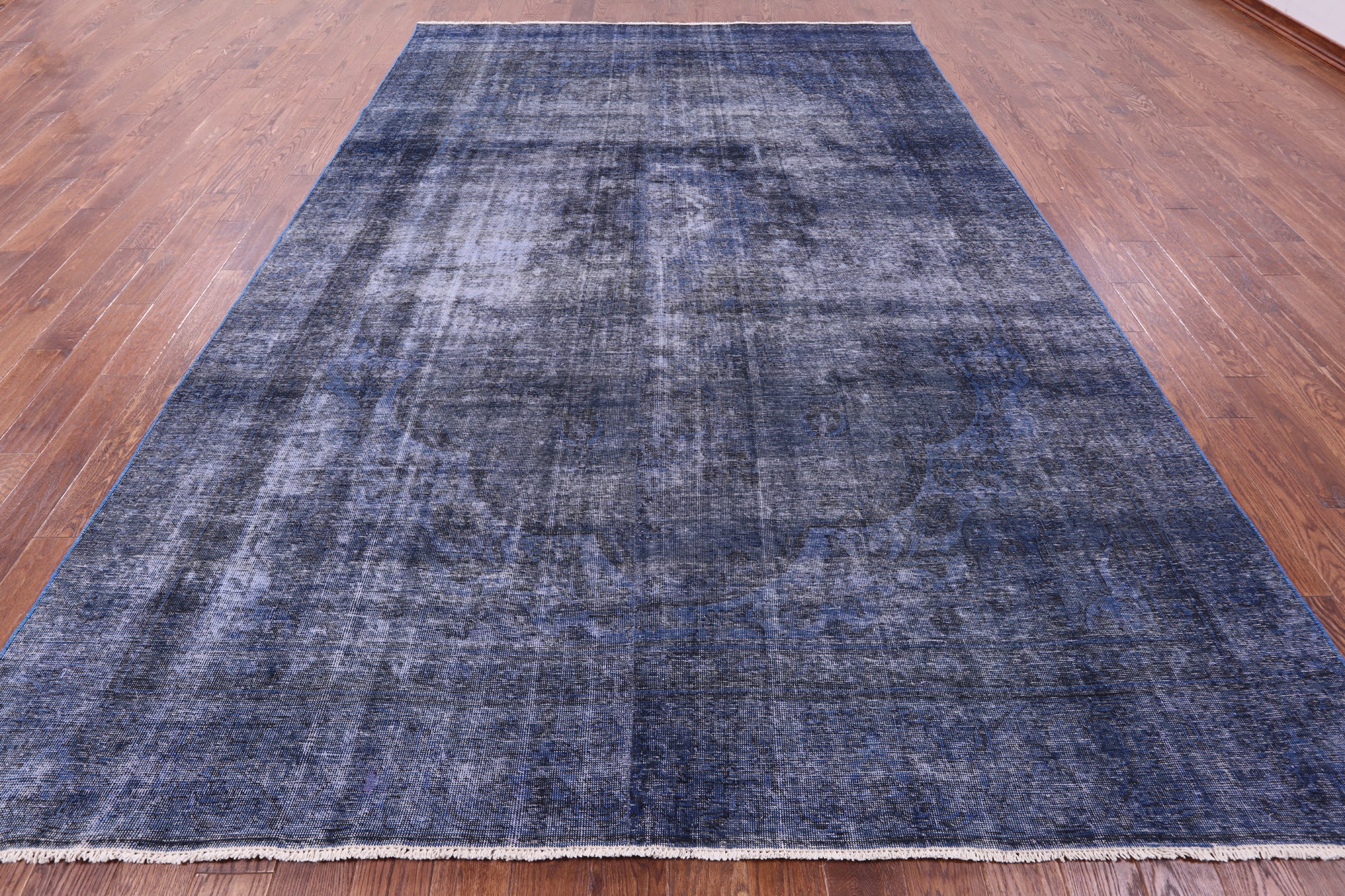 Blue Persian Overdyed Hand Knotted Wool Rug - 8' 6" X 12' 10" - Golden Nile