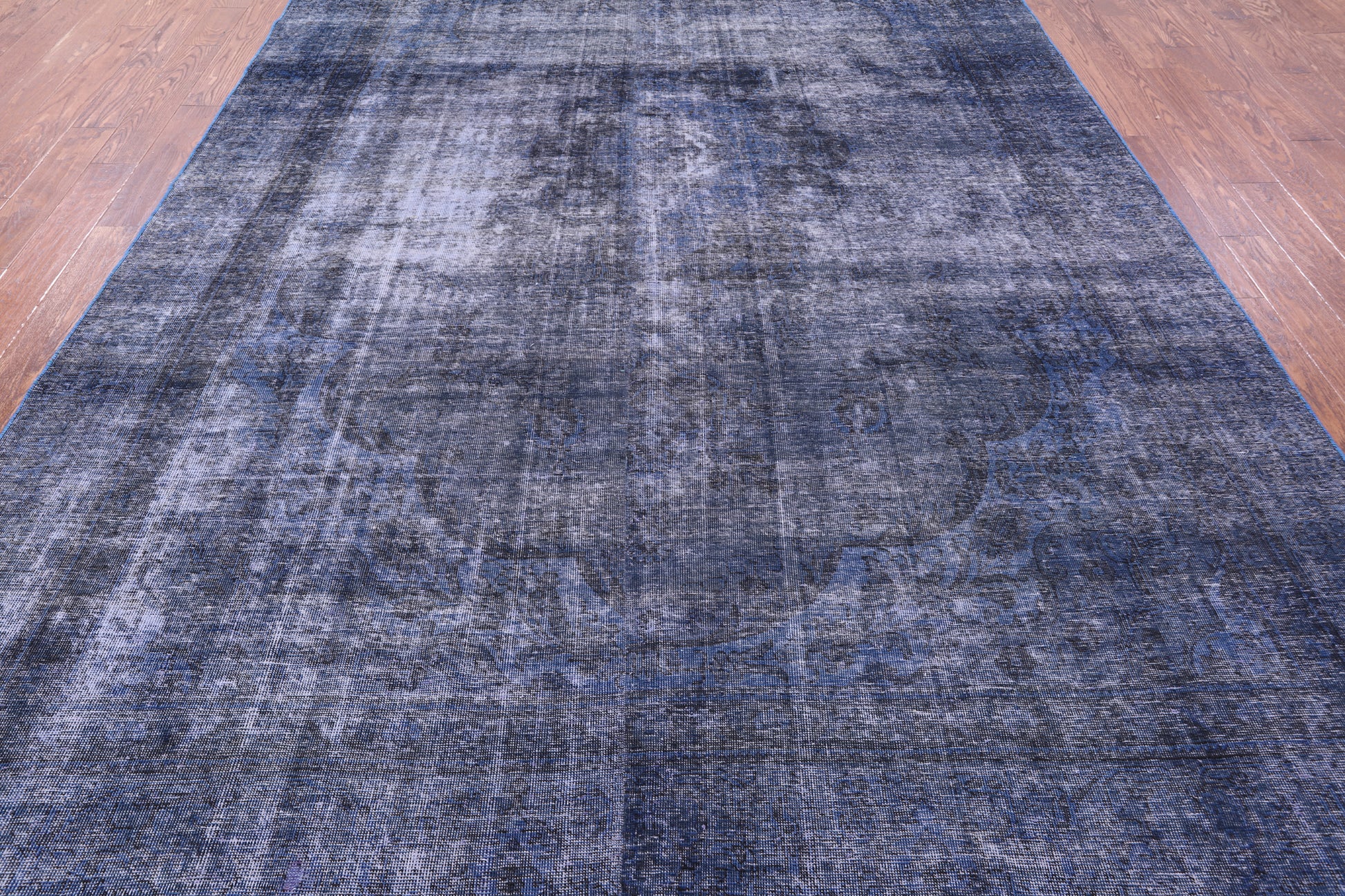 Blue Persian Overdyed Hand Knotted Wool Rug - 8' 6" X 12' 10" - Golden Nile