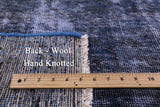 Blue Persian Overdyed Hand Knotted Wool Rug - 8' 6" X 12' 10" - Golden Nile