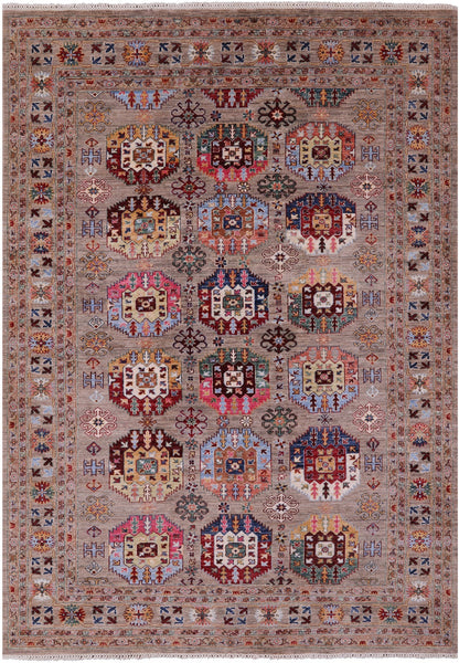 Turkmen Ersari Hand Knotted Wool Rug - 6' 10" X 9' 7" - Golden Nile
