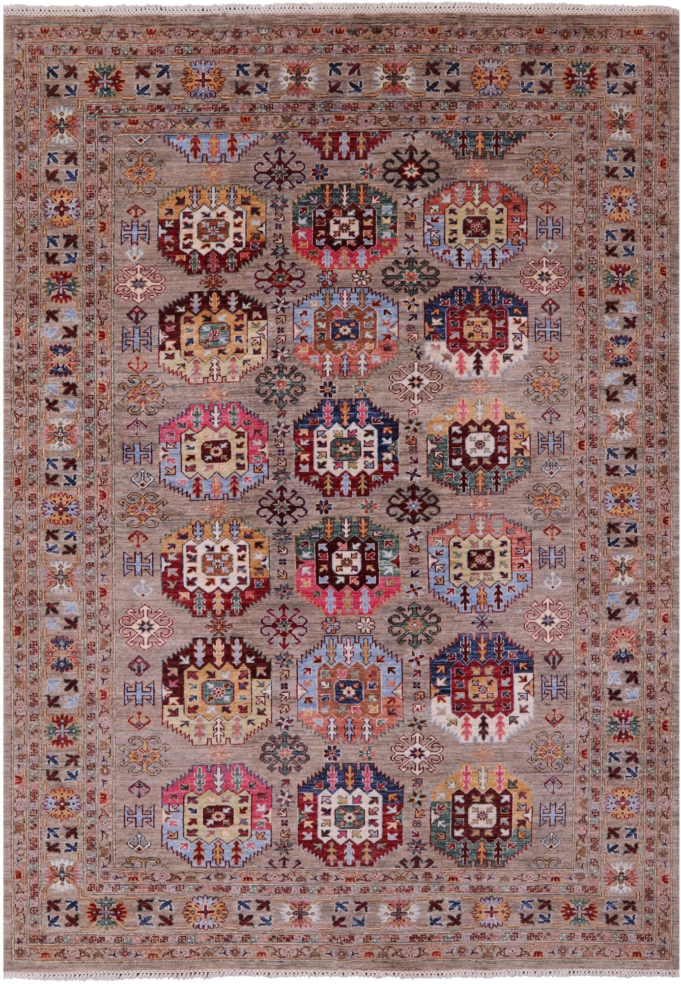 Turkmen Ersari Hand Knotted Wool Rug - 6' 10" X 9' 7" - Golden Nile