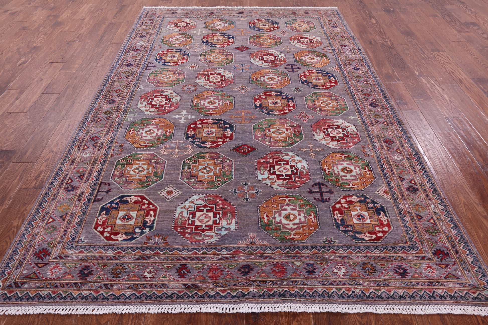 Turkmen Ersari Handmade Wool Rug - 6' 8" X 9' 8" - Golden Nile