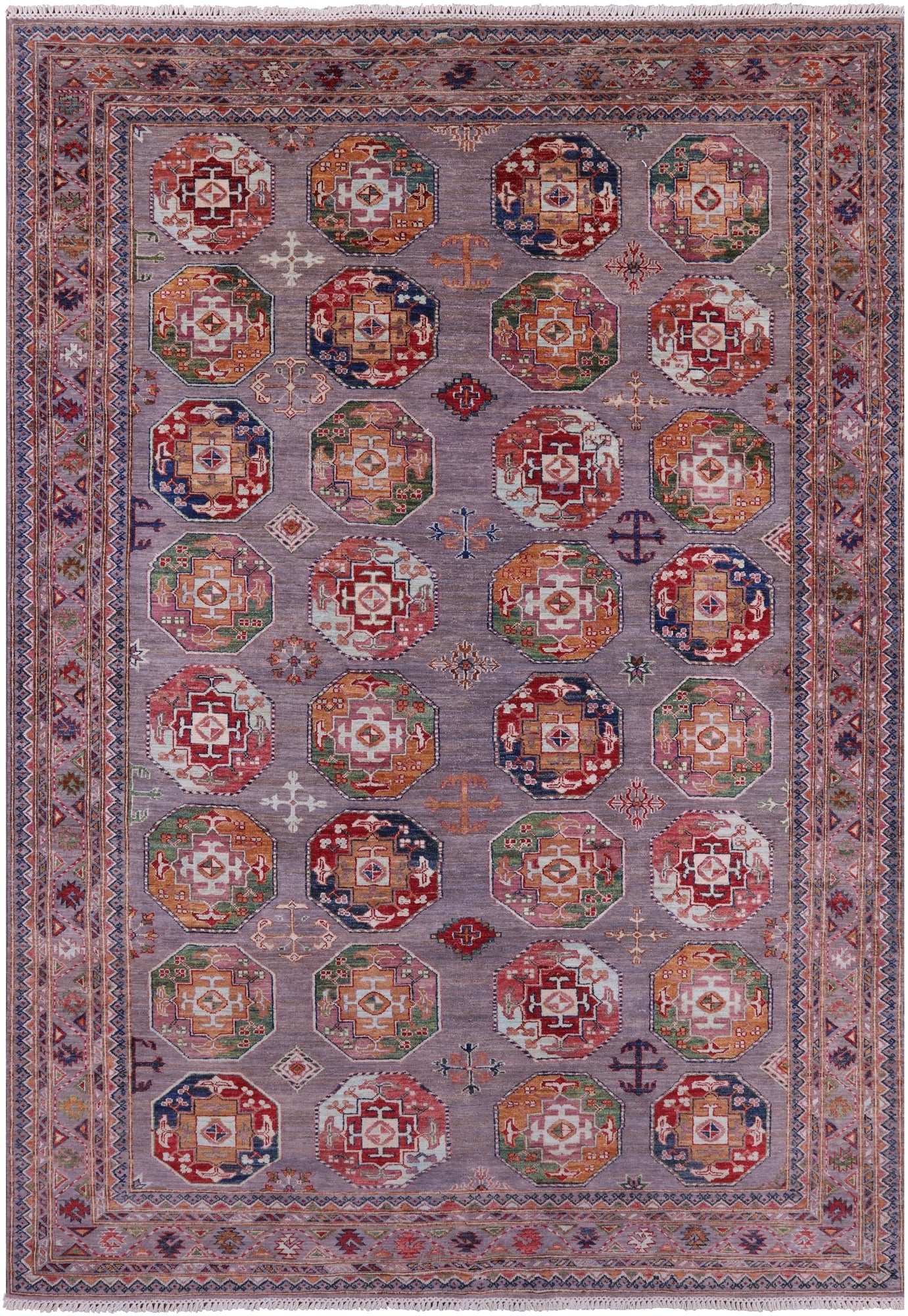 Turkmen Ersari Handmade Wool Rug - 6' 8" X 9' 8" - Golden Nile