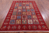 Red Garden Design Persian Hand Knotted Wool Rug - 5' 9" X 8' 0" - Golden Nile