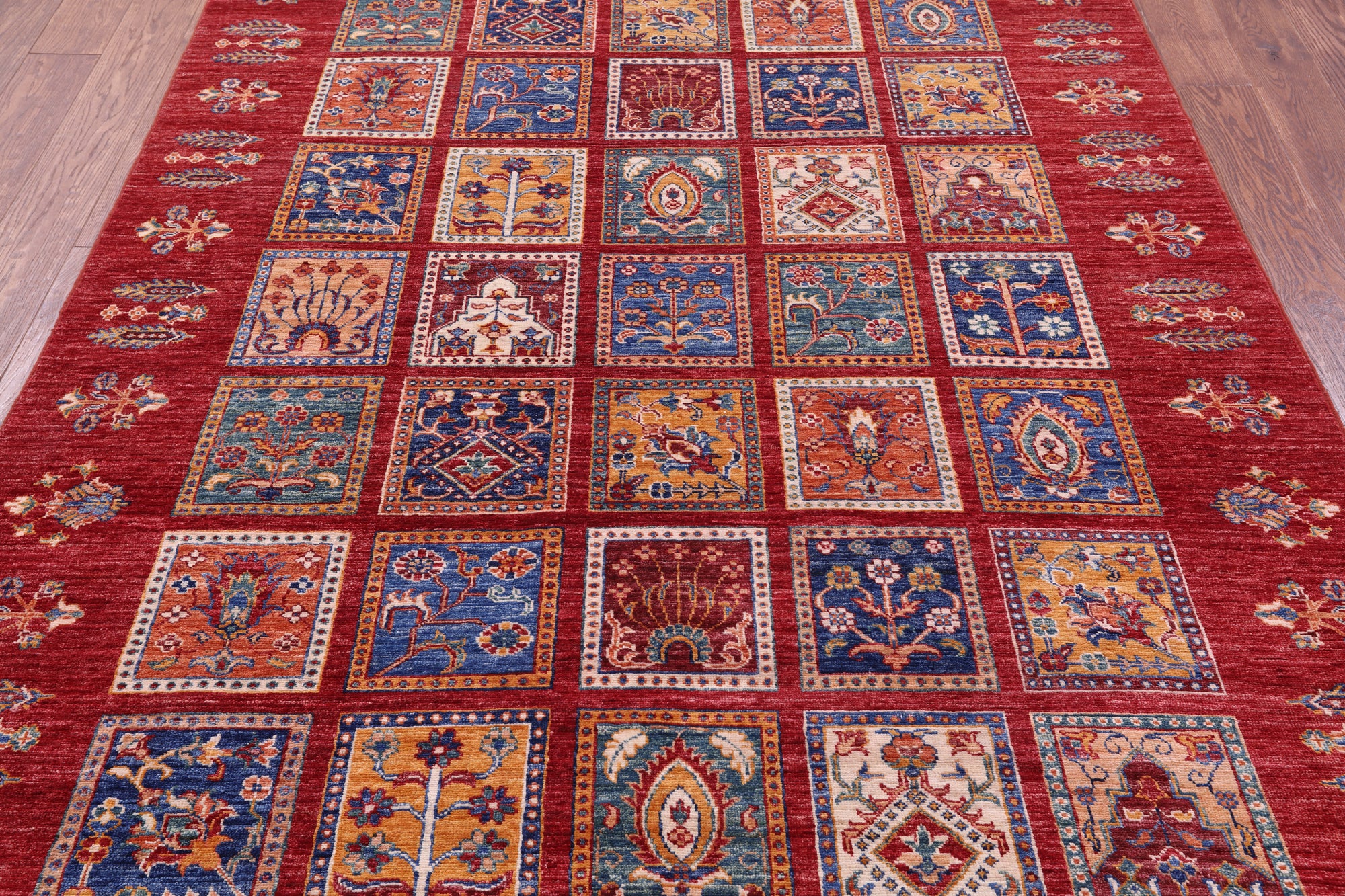 Red Garden Design Persian Hand Knotted Wool Rug - 5' 9" X 8' 0" - Golden Nile