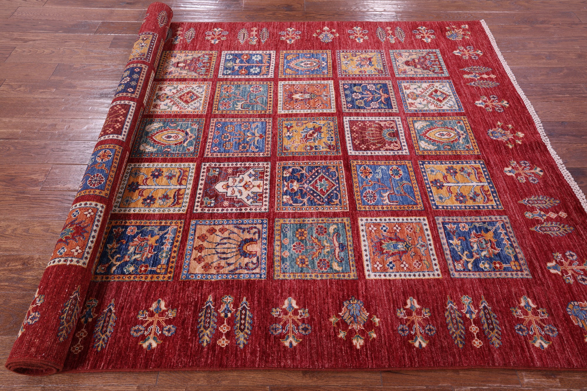 Red Garden Design Persian Hand Knotted Wool Rug - 5' 9" X 8' 0" - Golden Nile