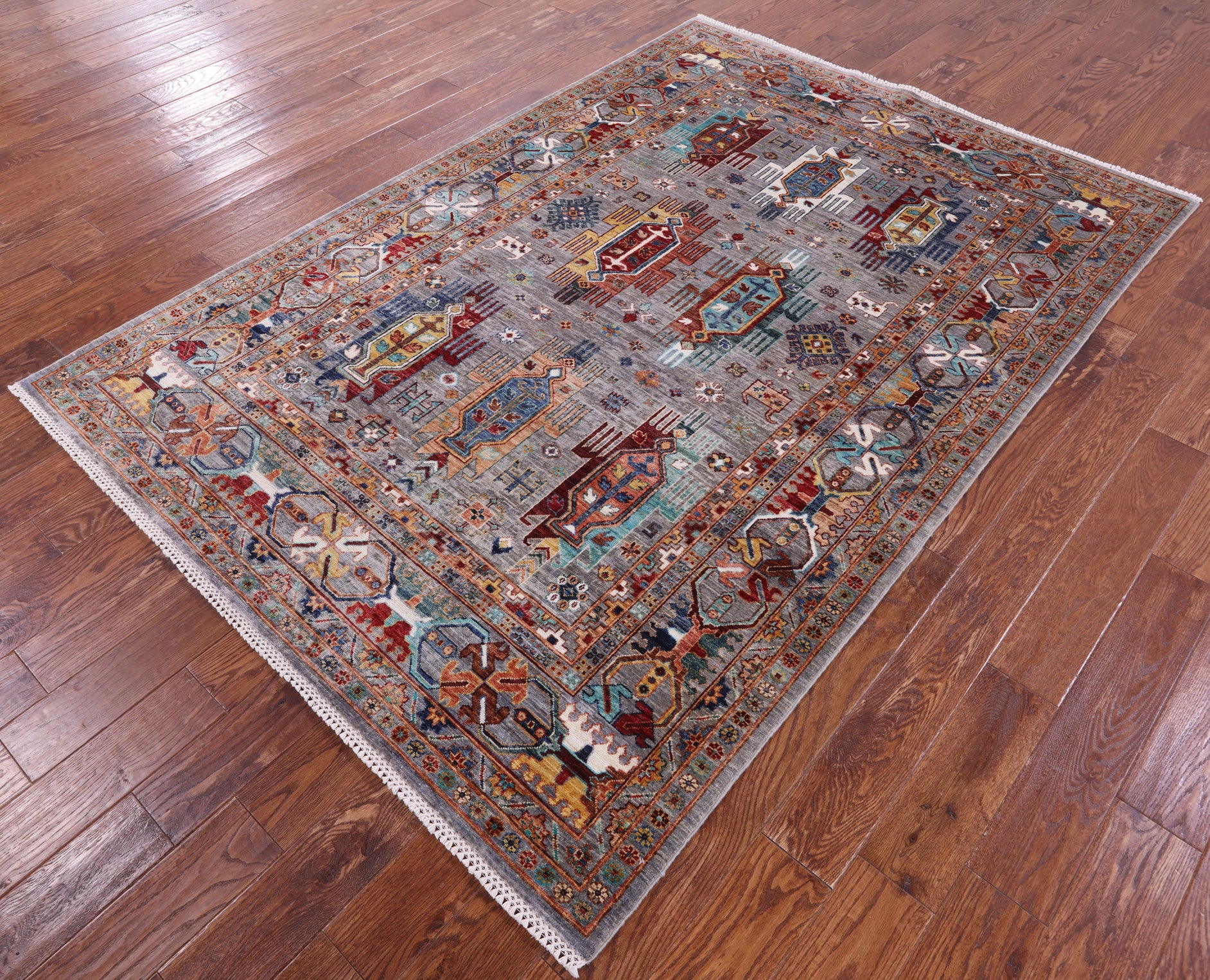 Persian Fine Serapi Hand Knotted Wool Rug - 5' 8" X 8' 1" - Golden Nile