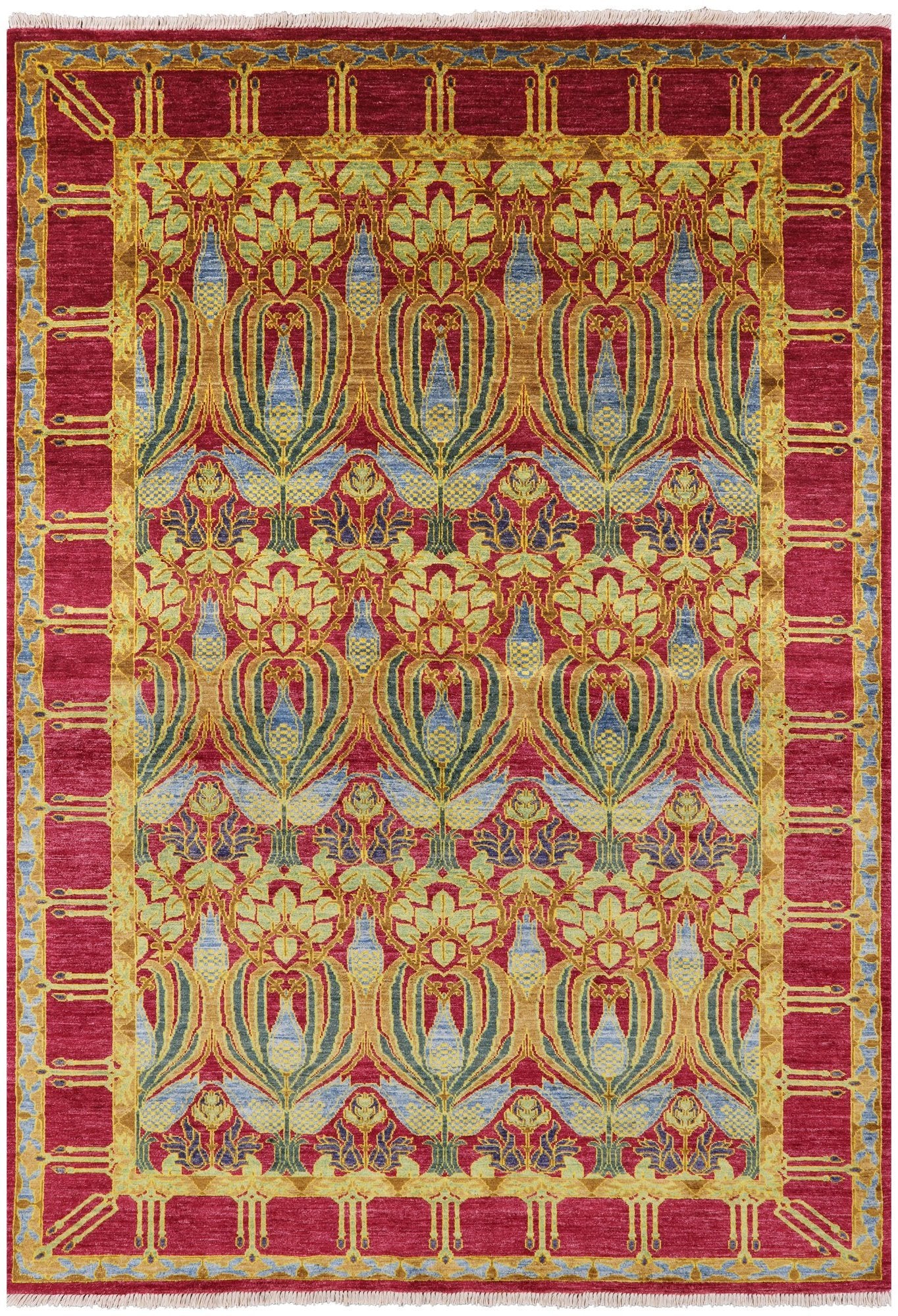 William Morris Hand Knotted Wool Area Rug - 6' 2" X 8' 10" - Golden Nile