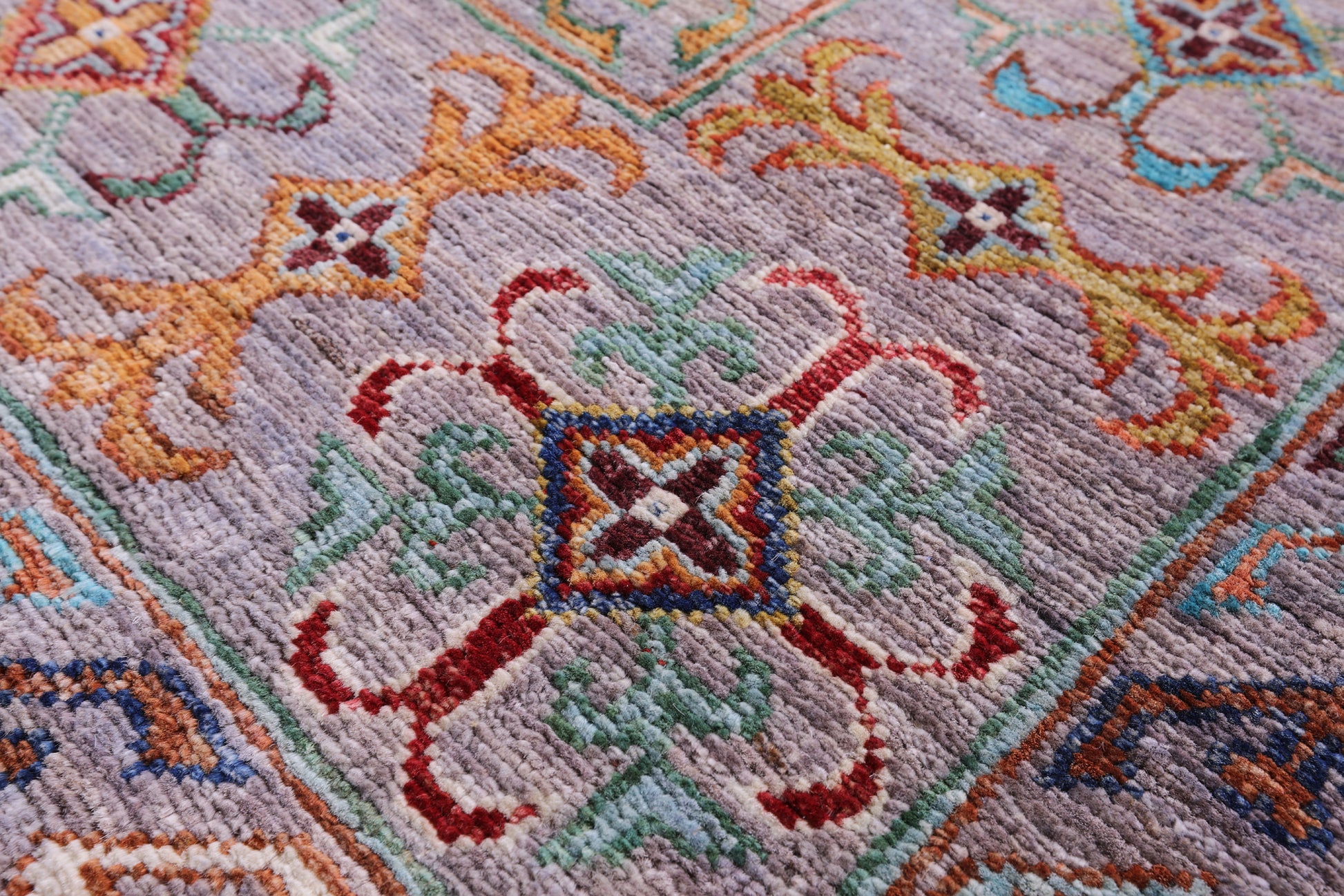 Grey Turkmen Ersari Handmade Wool Rug - 5' 9" X 8' 2" - Golden Nile