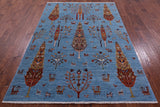 Blue Tribal Persian Gabbeh Hand Knotted Wool Rug - 5' 8" X 8' 2" - Golden Nile