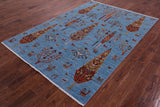 Blue Tribal Persian Gabbeh Hand Knotted Wool Rug - 5' 8" X 8' 2" - Golden Nile