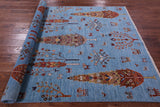 Blue Tribal Persian Gabbeh Hand Knotted Wool Rug - 5' 8" X 8' 2" - Golden Nile