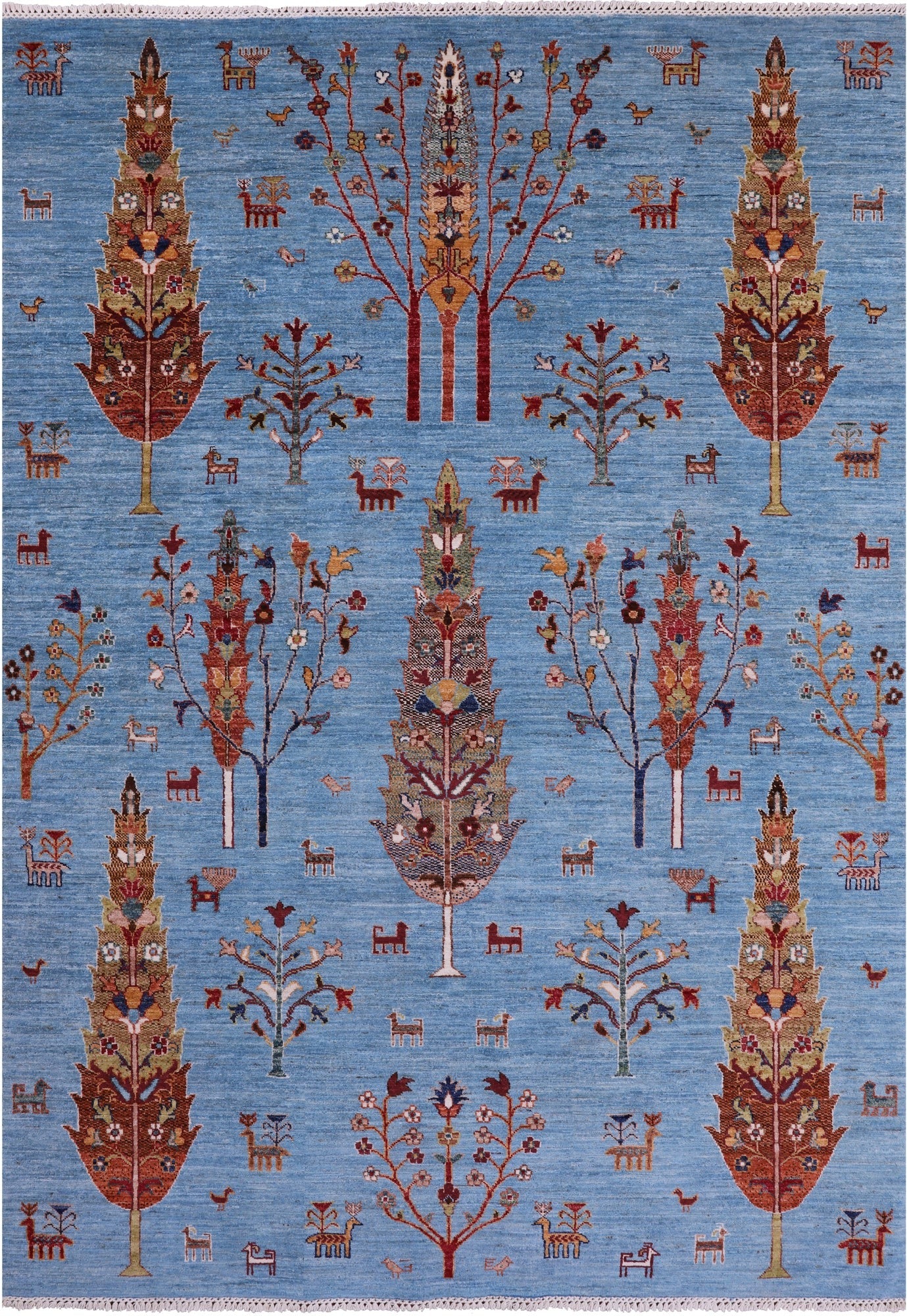 Blue Tribal Persian Gabbeh Hand Knotted Wool Rug - 5' 8" X 8' 2" - Golden Nile