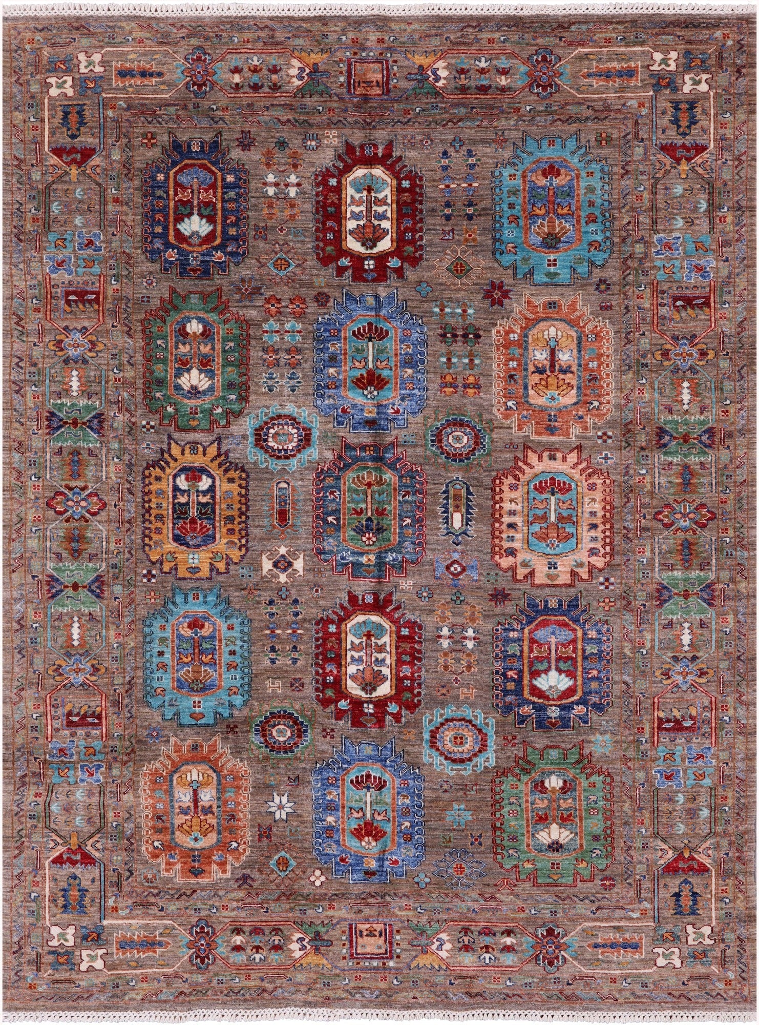 Turkmen Ersari Hand Knotted Wool Rug - 5' 10" X 7' 10" - Golden Nile