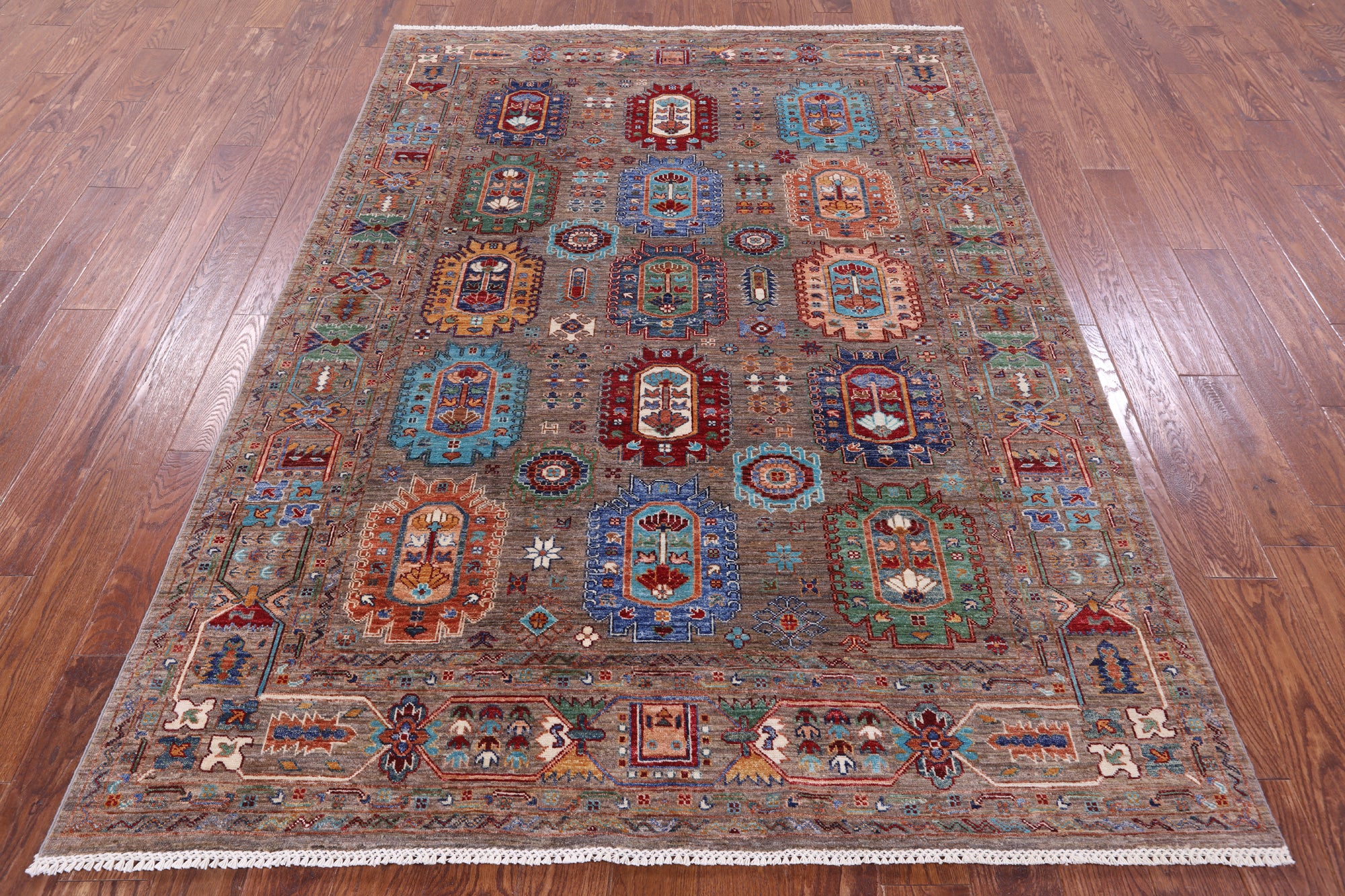 Turkmen Ersari Hand Knotted Wool Rug - 5' 10" X 7' 10" - Golden Nile