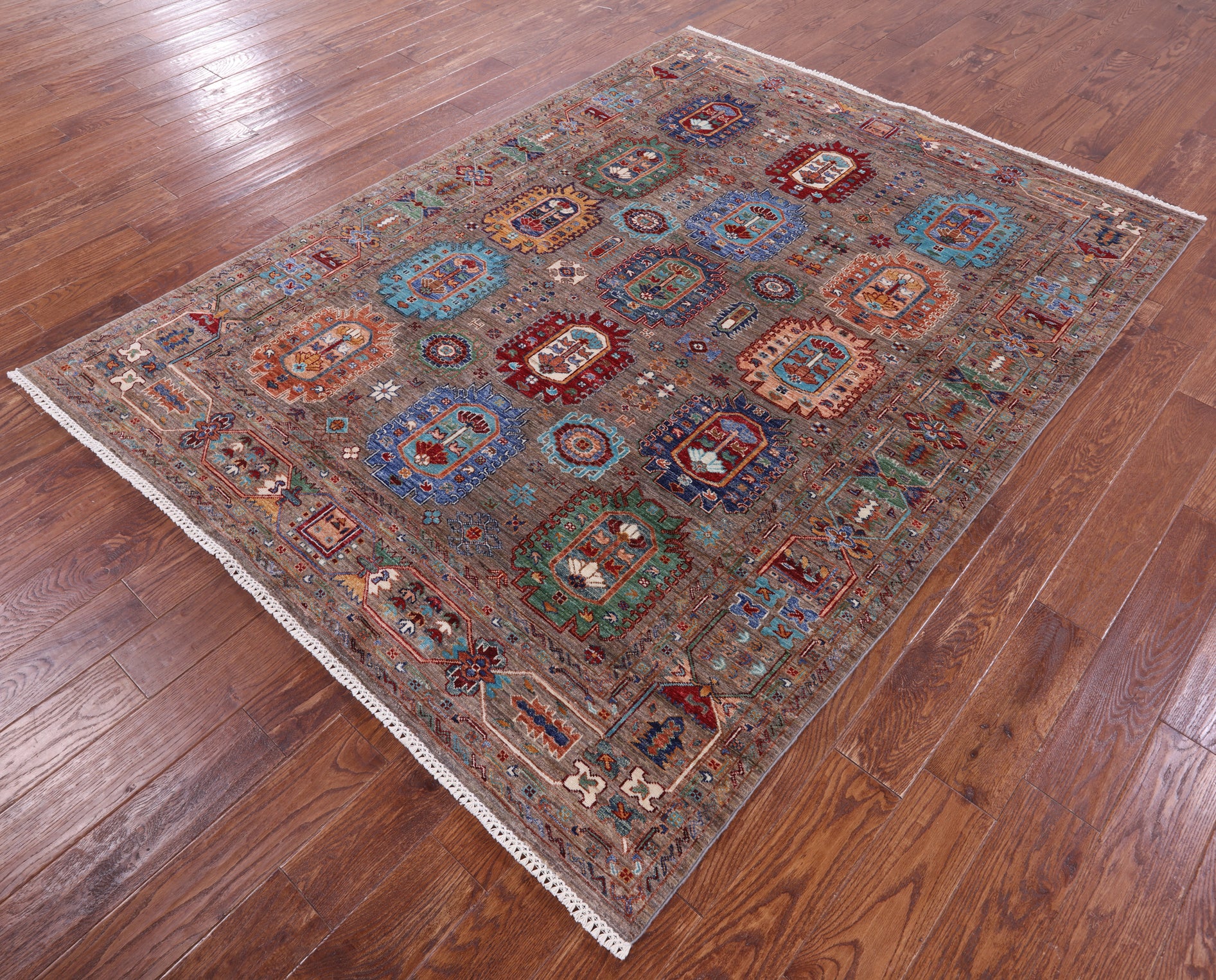 Turkmen Ersari Hand Knotted Wool Rug - 5' 10" X 7' 10" - Golden Nile