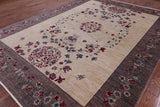 Ivory William Morris Handmade Wool Area Rug - 9' 2" X 12' 0" - Golden Nile