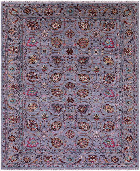 Grey Persian tabriz Handmade Wool Rug - 8' 3" X 9' 9" - Golden Nile
