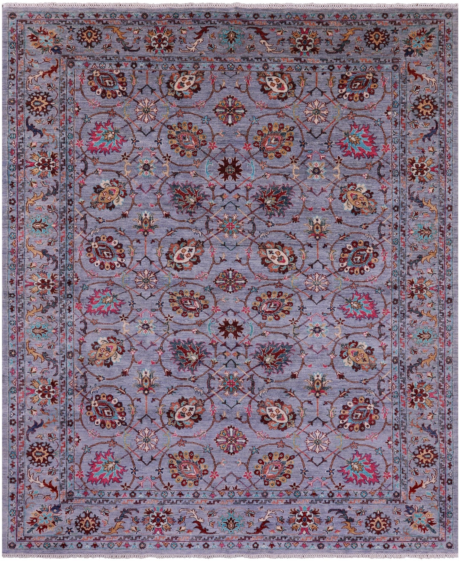 Grey Persian tabriz Handmade Wool Rug - 8' 3" X 9' 9" - Golden Nile