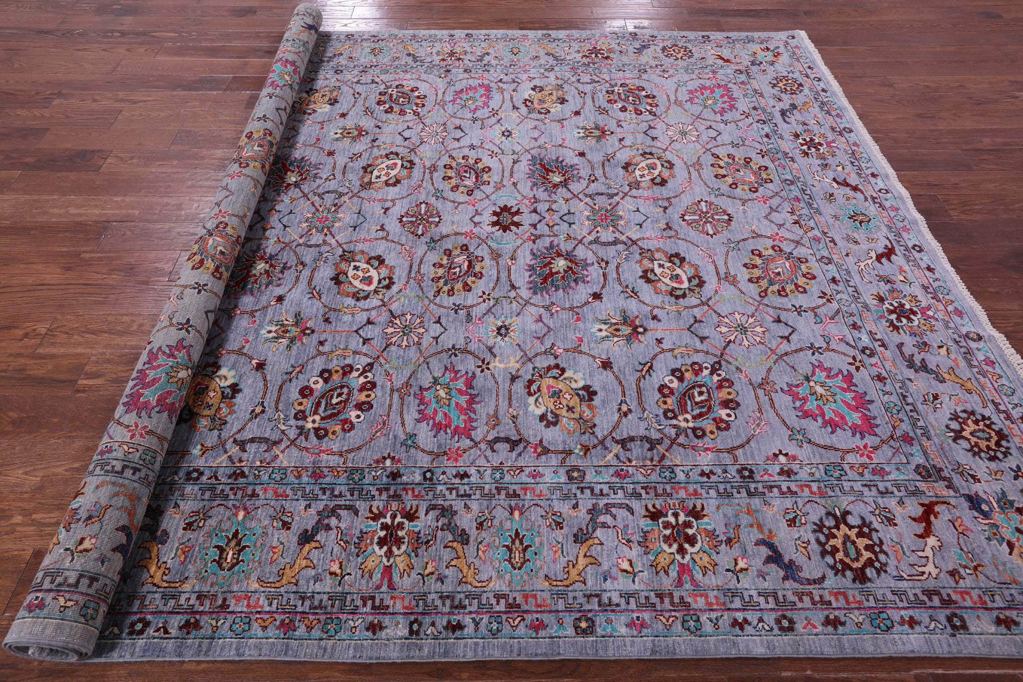 Grey Persian tabriz Handmade Wool Rug - 8' 3" X 9' 9" - Golden Nile