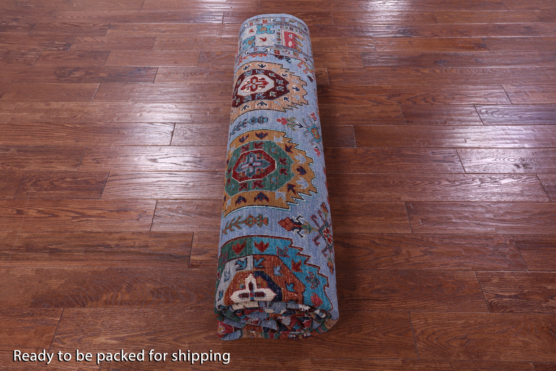 Blue Turkmen Ersari Handmade Wool Rug - 8' 3" X 11' 2" - Golden Nile