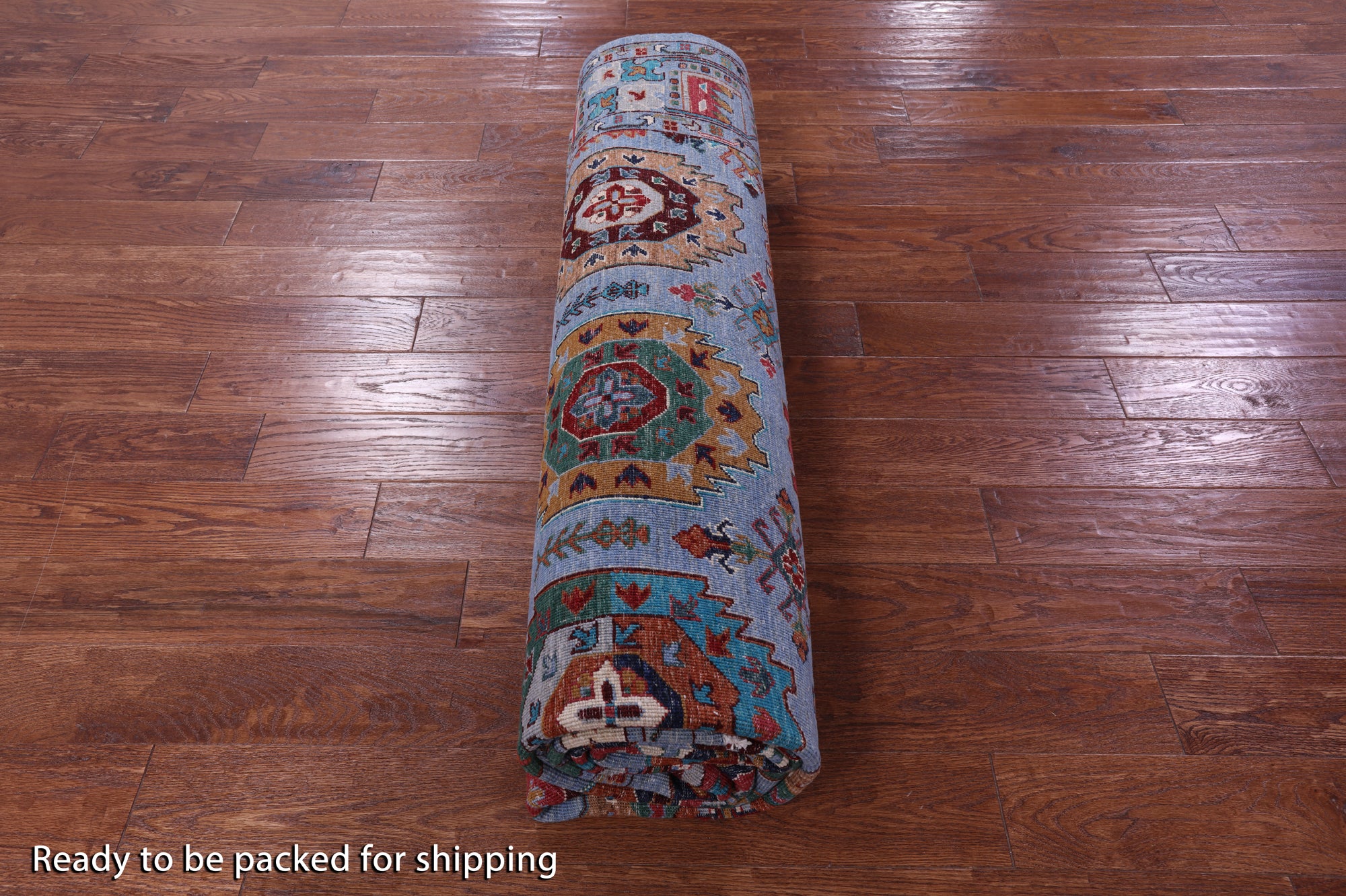 Blue Turkmen Ersari Handmade Wool Rug - 8' 3" X 11' 2" - Golden Nile