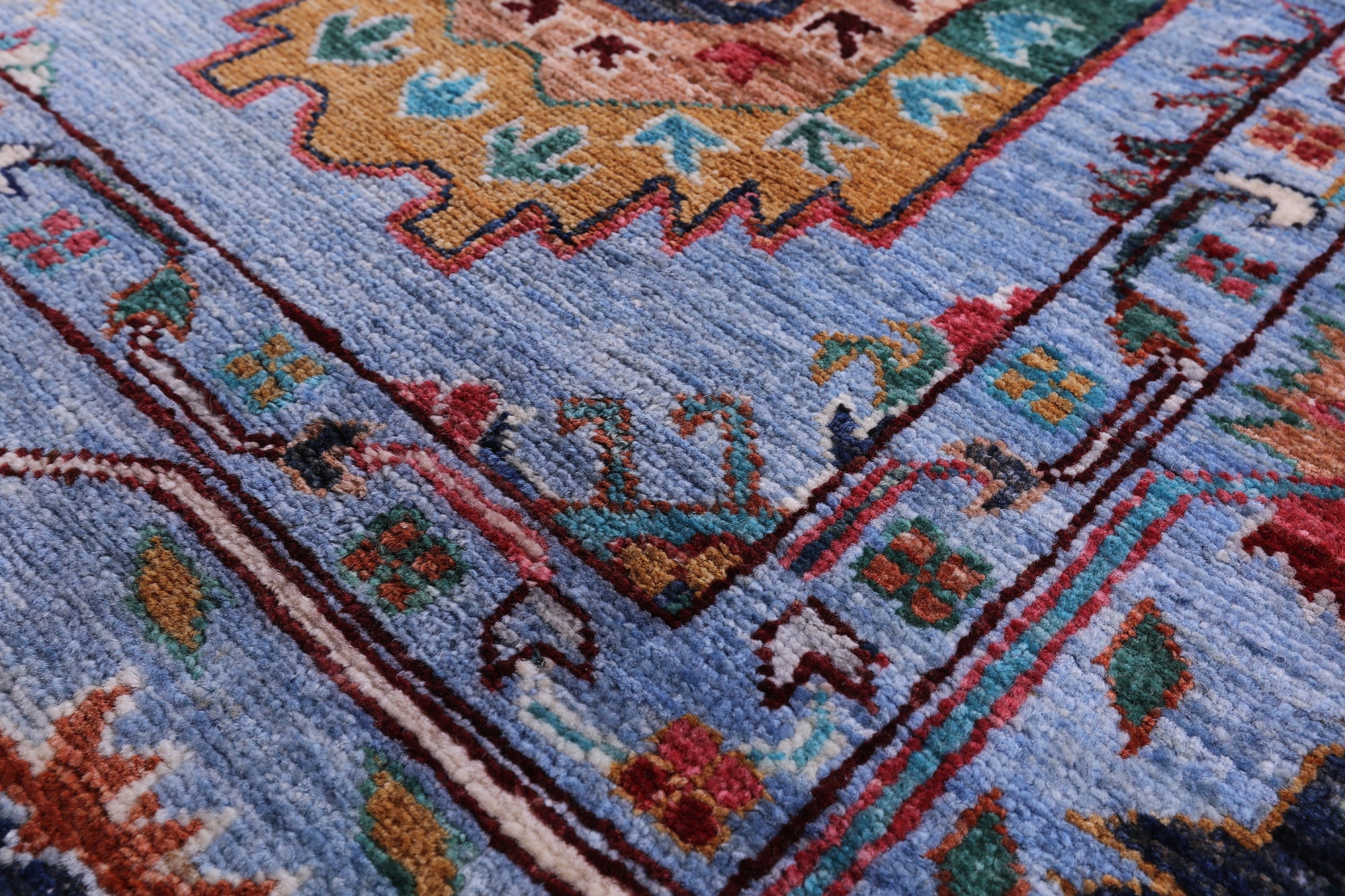 Blue Turkmen Ersari Handmade Wool Rug - 8' 3" X 11' 2" - Golden Nile