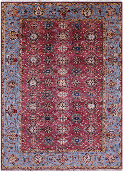 Pink Persian Tabriz Hand Knotted Wool Rug - 6' 10" X 9' 7" - Golden Nile