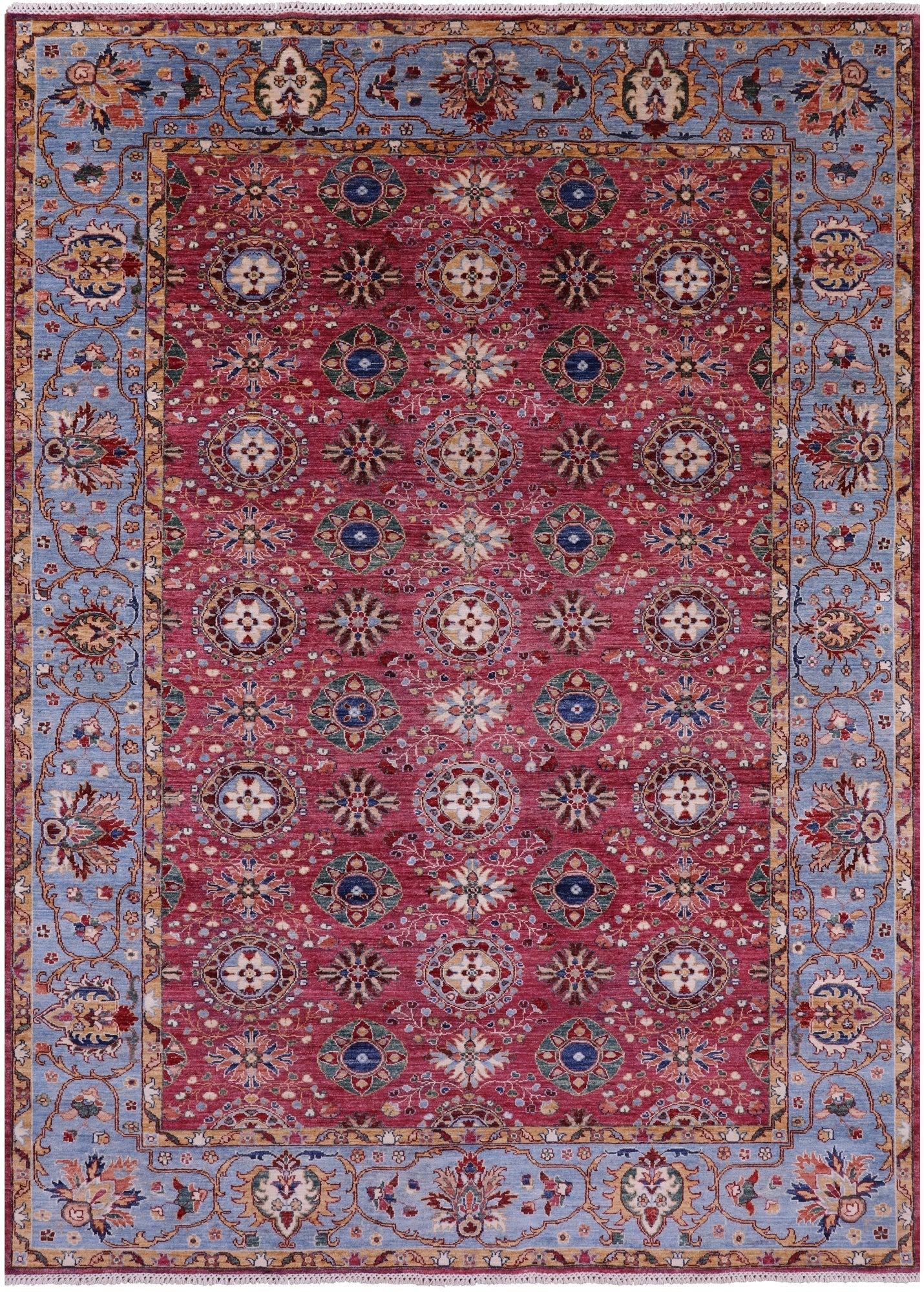Pink Persian Tabriz Hand Knotted Wool Rug - 6' 10" X 9' 7" - Golden Nile