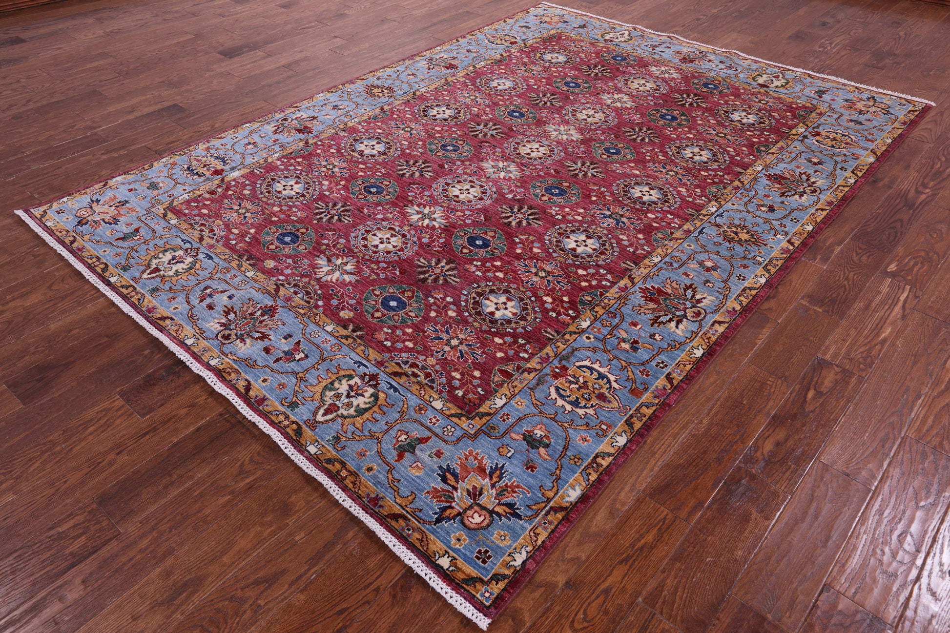 Pink Persian Tabriz Hand Knotted Wool Rug - 6' 10" X 9' 7" - Golden Nile