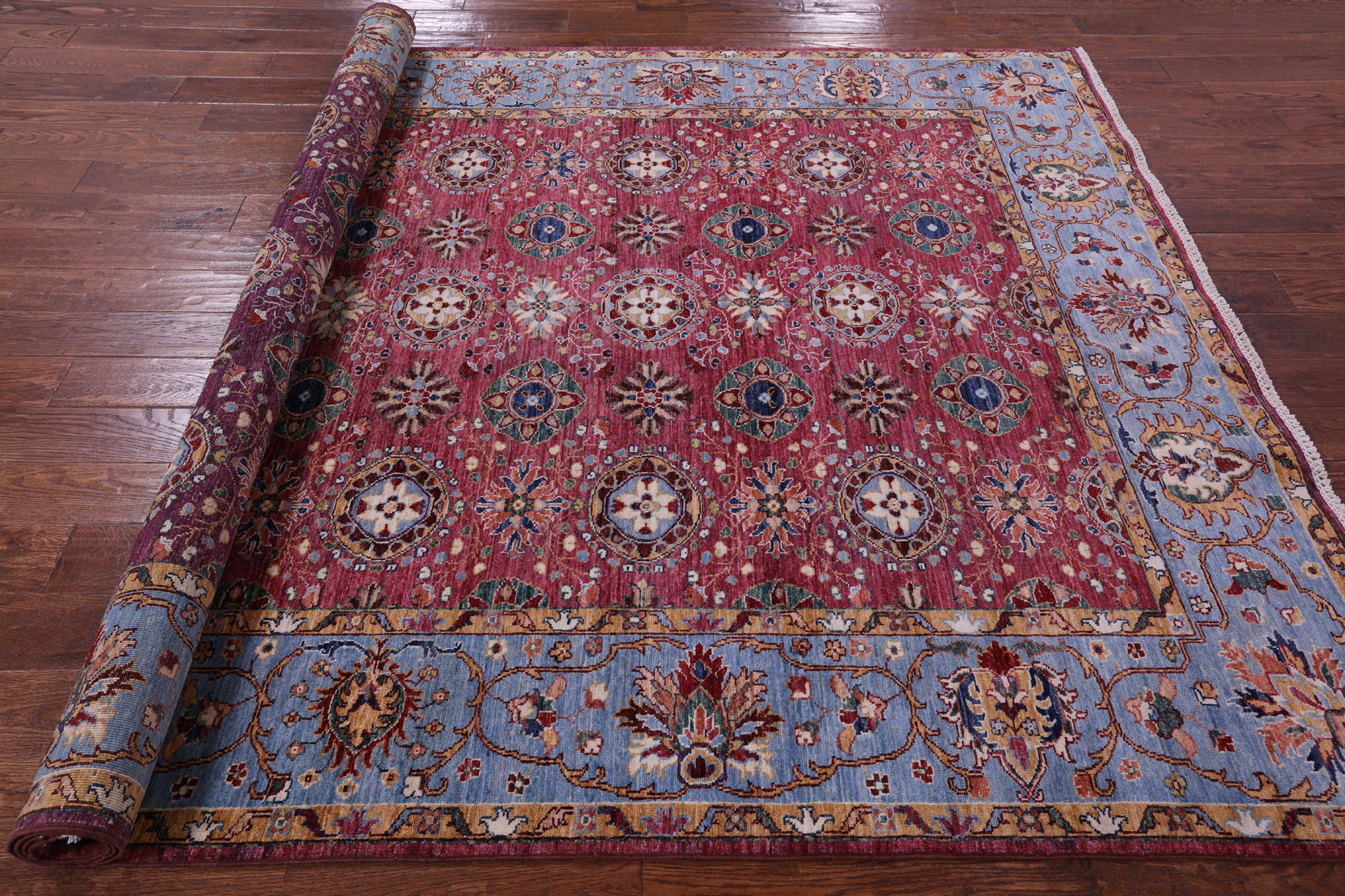 Pink Persian Tabriz Hand Knotted Wool Rug - 6' 10" X 9' 7" - Golden Nile