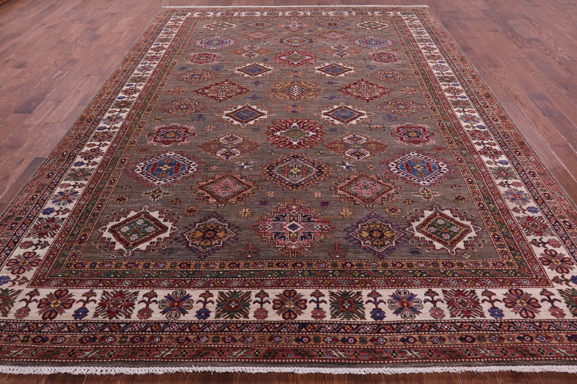 Super Kazak Hand Knotted Wool Rug - 9' 1" X 11' 10" - Golden Nile