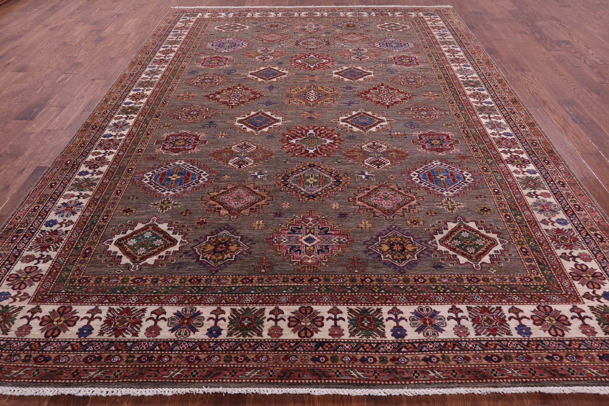Super Kazak Hand Knotted Wool Rug - 9' 1" X 11' 10" - Golden Nile