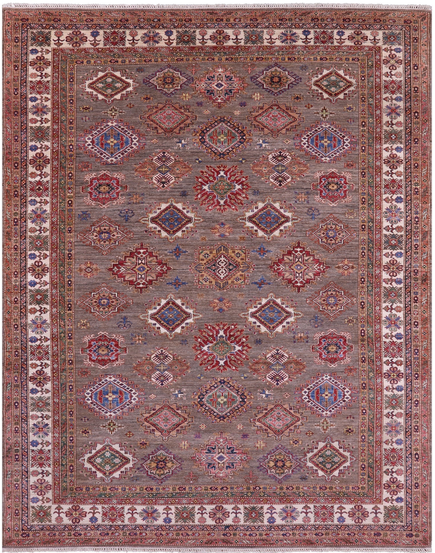 Super Kazak Hand Knotted Wool Rug - 9' 1" X 11' 10" - Golden Nile