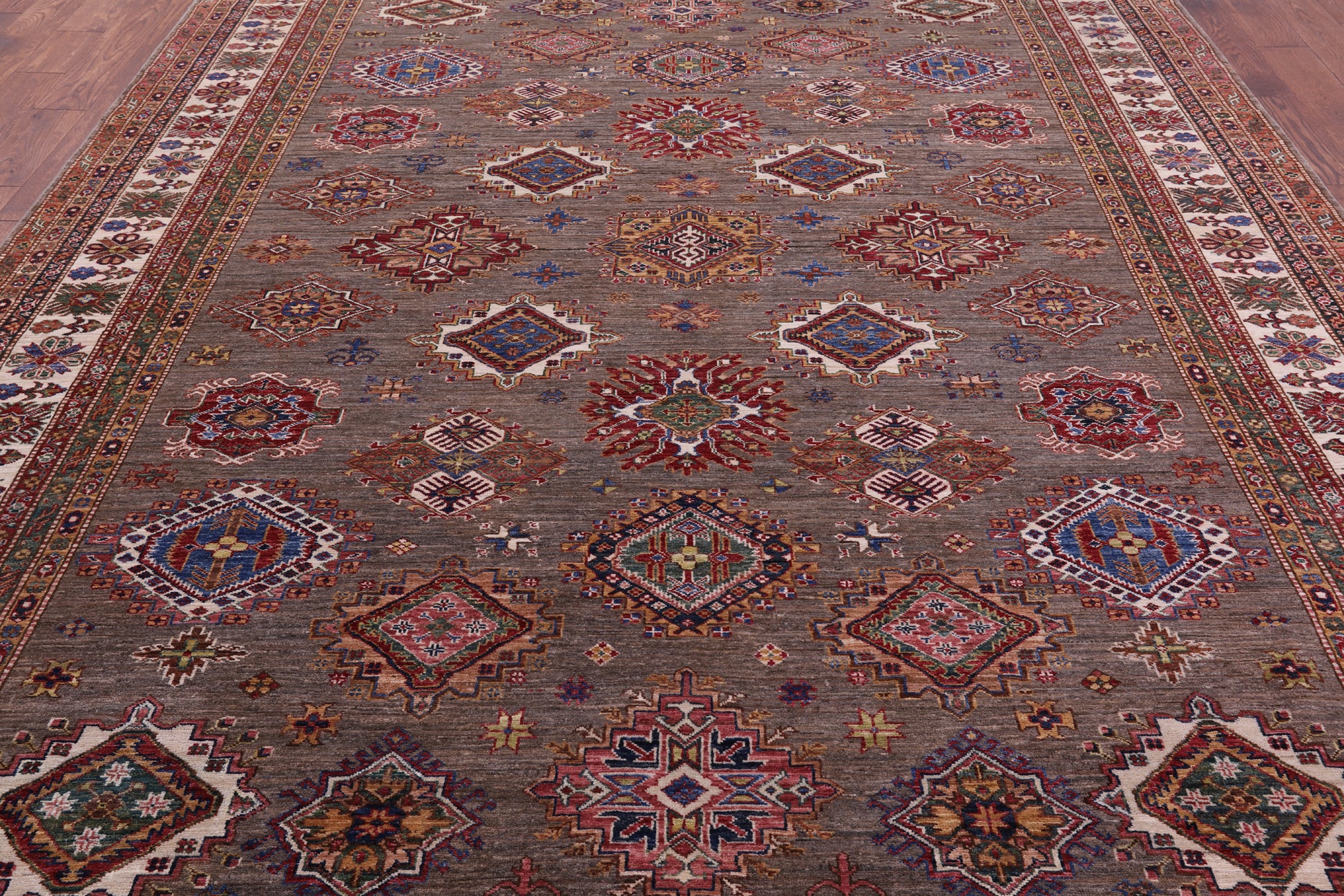 Super Kazak Hand Knotted Wool Rug - 9' 1" X 11' 10" - Golden Nile