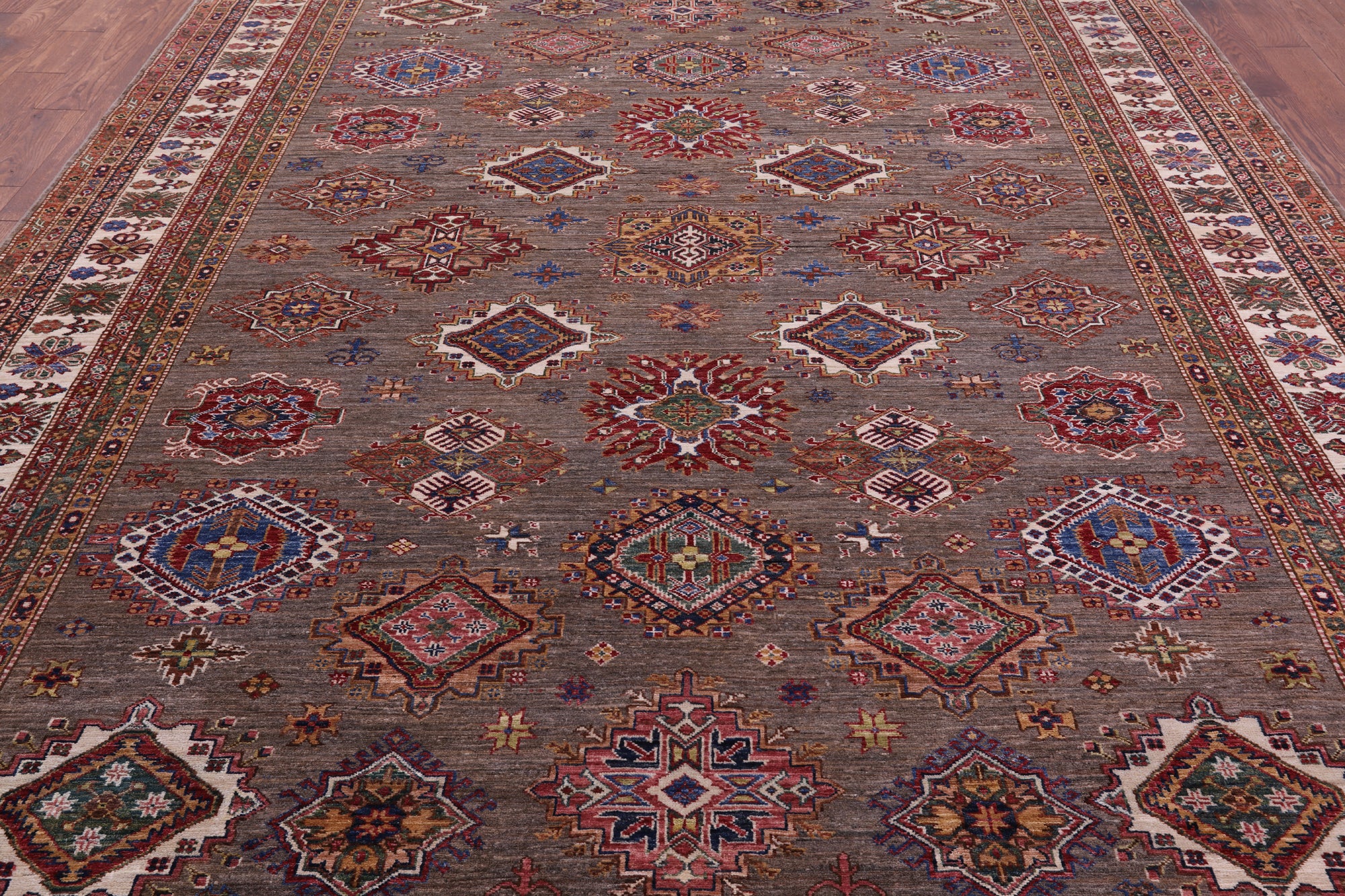 Super Kazak Hand Knotted Wool Rug - 9' 1" X 11' 10" - Golden Nile
