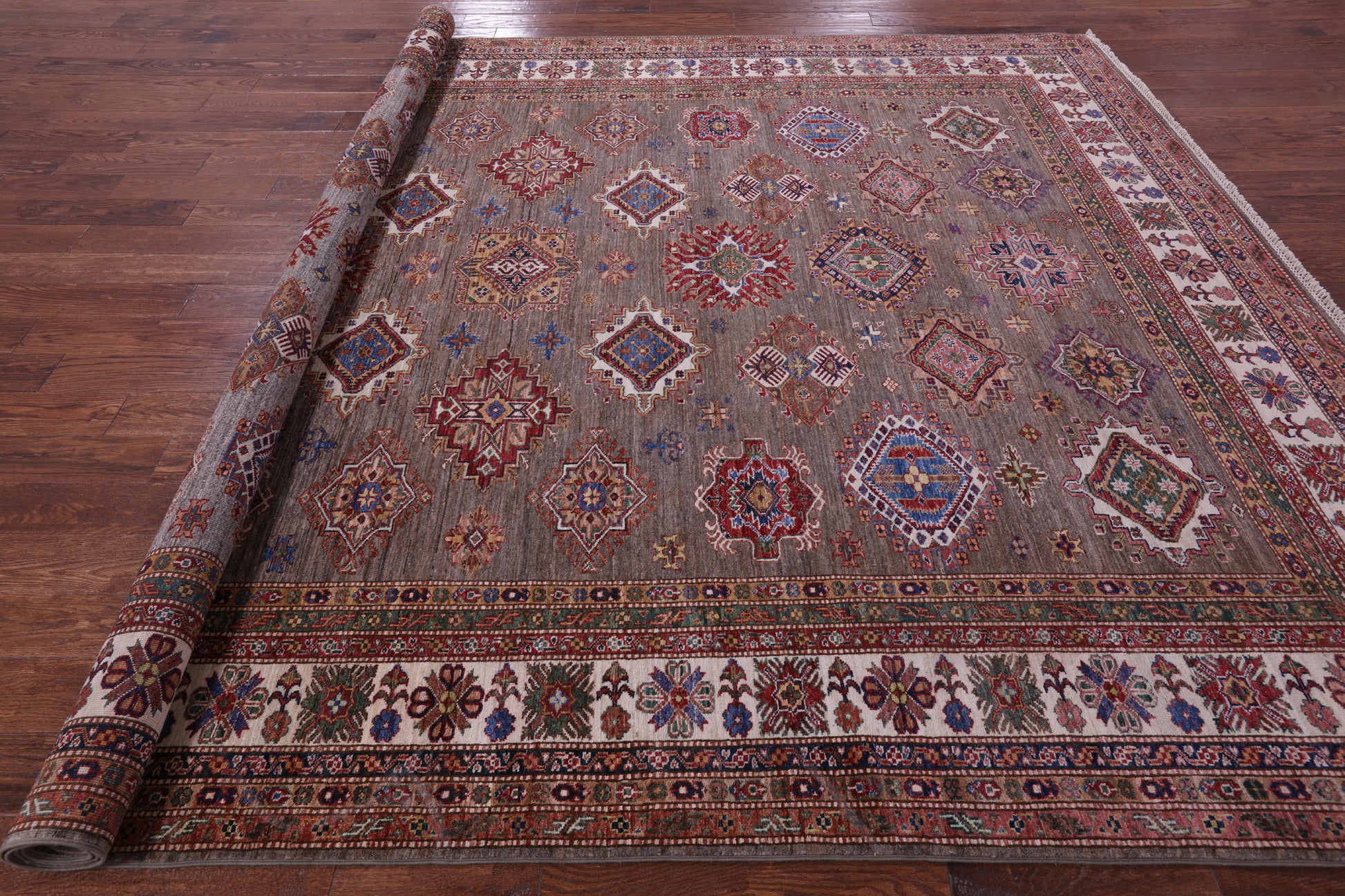 Super Kazak Hand Knotted Wool Rug - 9' 1" X 11' 10" - Golden Nile
