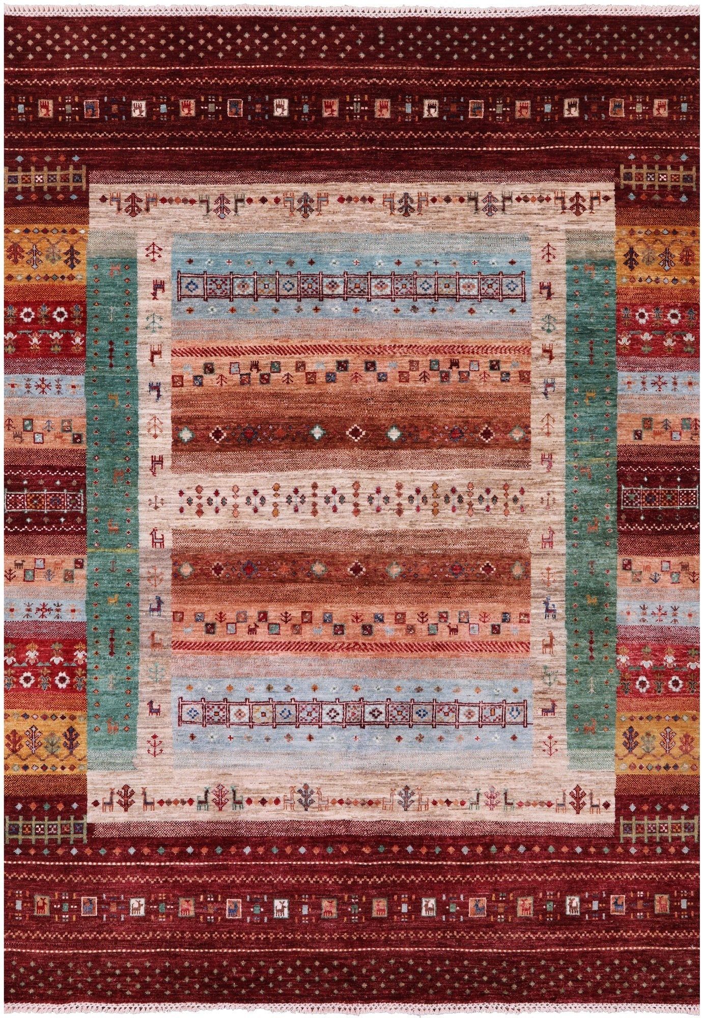 Tribal Persian Gabbeh Hand Knotted Wool Rug - 5' 10" X 8' 1" - Golden Nile