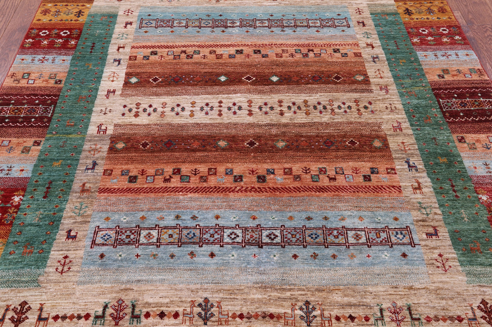 Tribal Persian Gabbeh Hand Knotted Wool Rug - 5' 10" X 8' 1" - Golden Nile