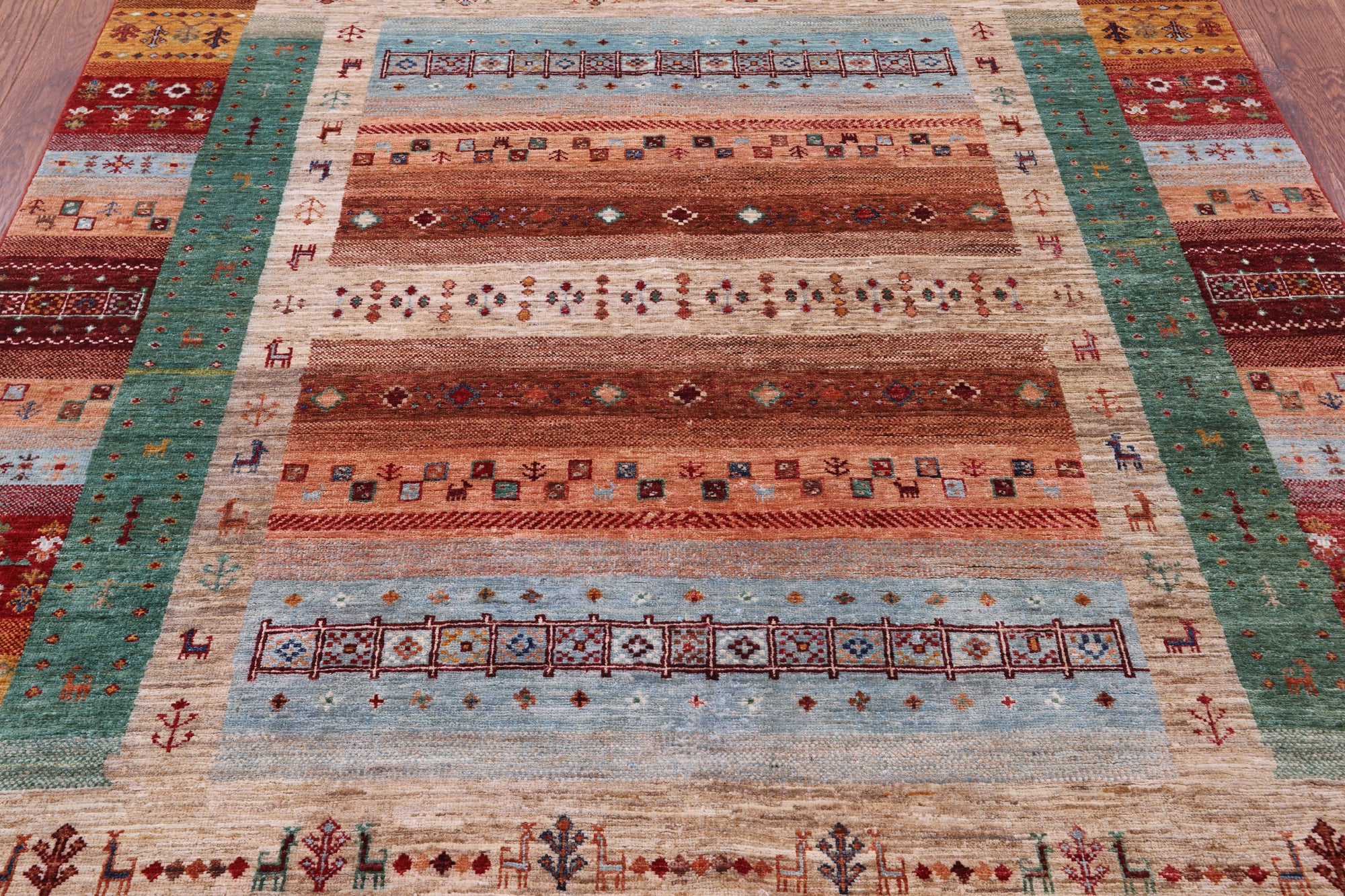 Tribal Persian Gabbeh Hand Knotted Wool Rug - 5' 10" X 8' 1" - Golden Nile
