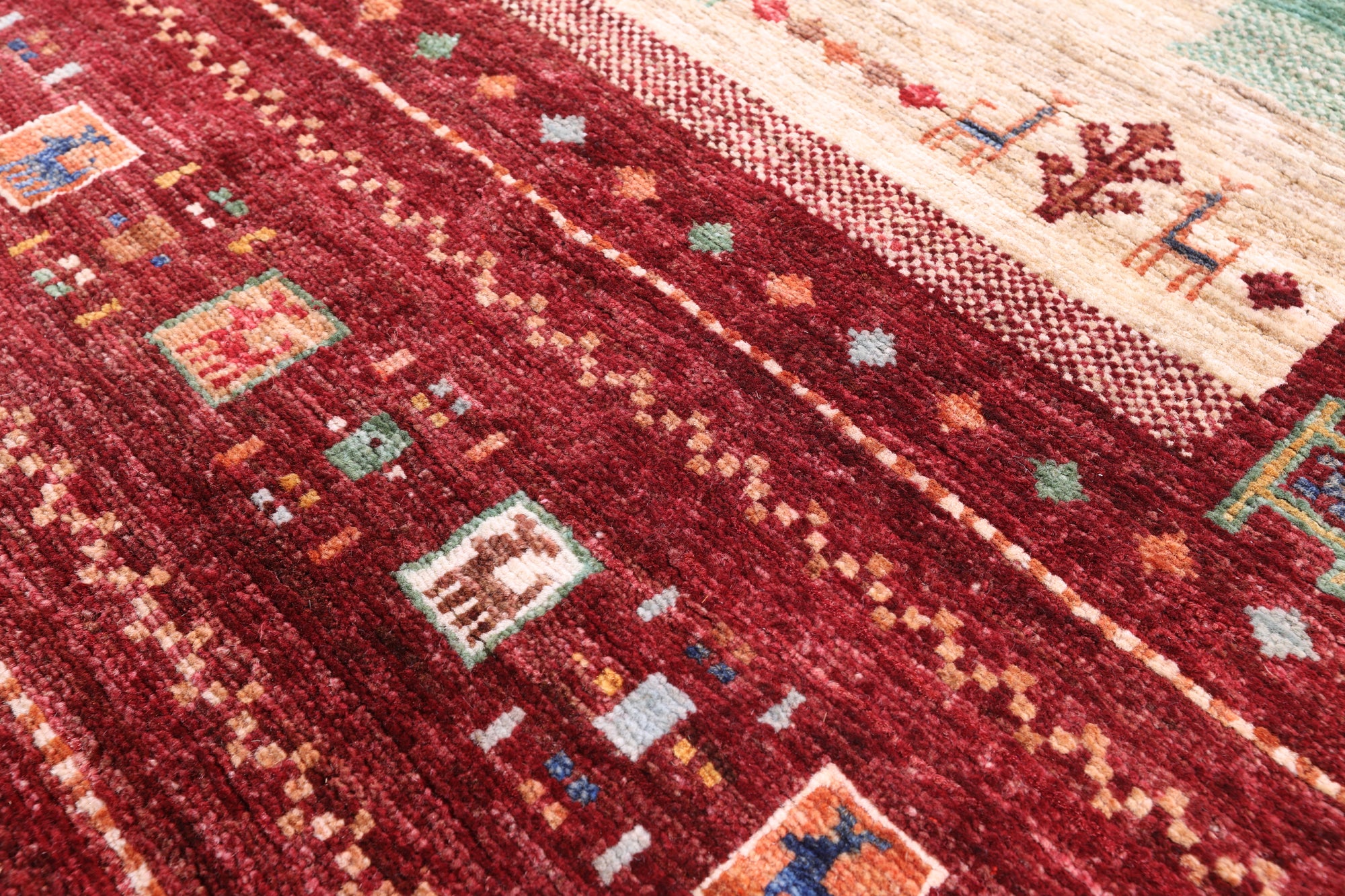 Tribal Persian Gabbeh Hand Knotted Wool Rug - 5' 10" X 8' 1" - Golden Nile