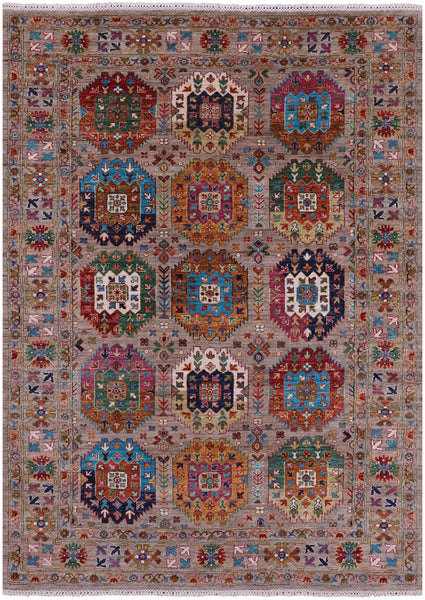 Turkmen Ersari Hand Knotted Wool Rug - 5' 8" X 8' 1" - Golden Nile