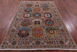 Turkmen Ersari Hand Knotted Wool Rug - 5' 8" X 8' 1" - Golden Nile