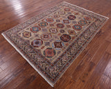 Turkmen Ersari Hand Knotted Wool Rug - 5' 7" X 8' 0" - Golden Nile