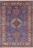 Blue Super Kazak Hand Knotted Wool Rug - 5' 8" X 7' 11" - Golden Nile
