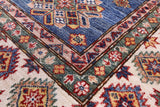 Blue Super Kazak Hand Knotted Wool Rug - 5' 8" X 7' 11" - Golden Nile