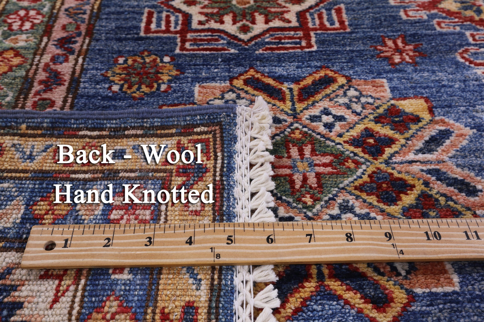Blue Super Kazak Hand Knotted Wool Rug - 5' 8" X 7' 11" - Golden Nile