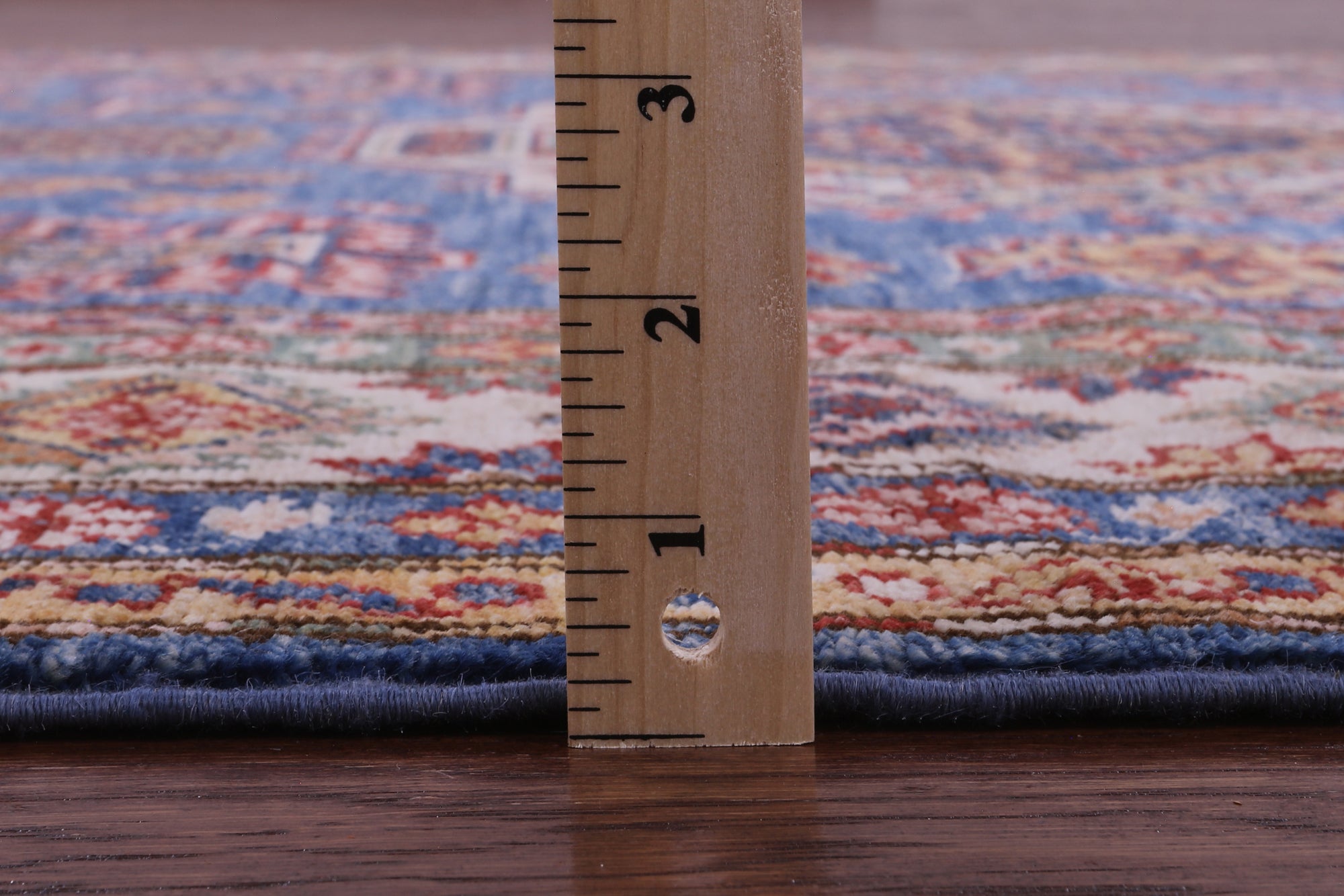 Blue Super Kazak Hand Knotted Wool Rug - 5' 8" X 7' 11" - Golden Nile